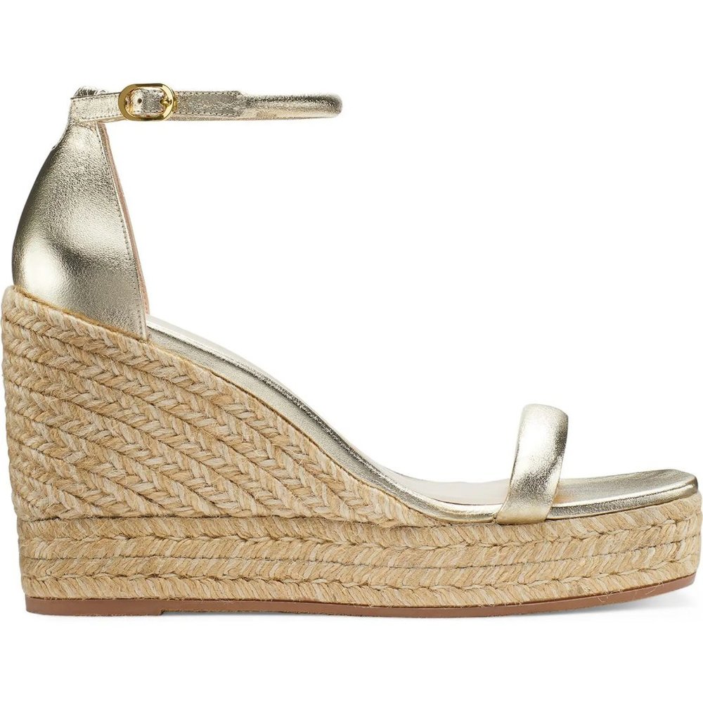 STUART WEITZMAN Nudist Espadrille Wedge PLATFORM SANDAL PLATINO 7  C  WIDE (D8)